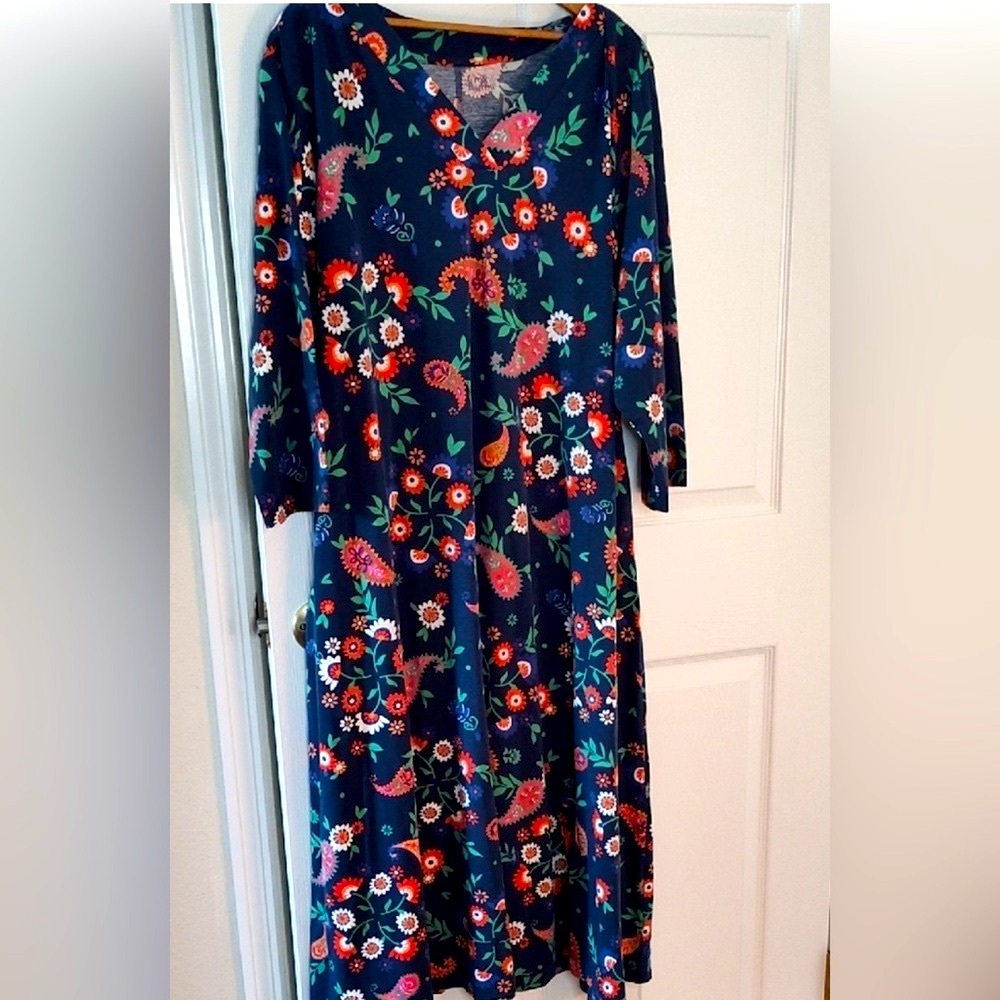 Croft & Barrow 3/4 Sleeve Crew Neck Floral Maxi Dress